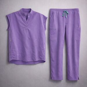 Figs Scrub Set Lilac Dawn Rafaela Top Yola Pants Size Small Nursing Nurse Scrubs